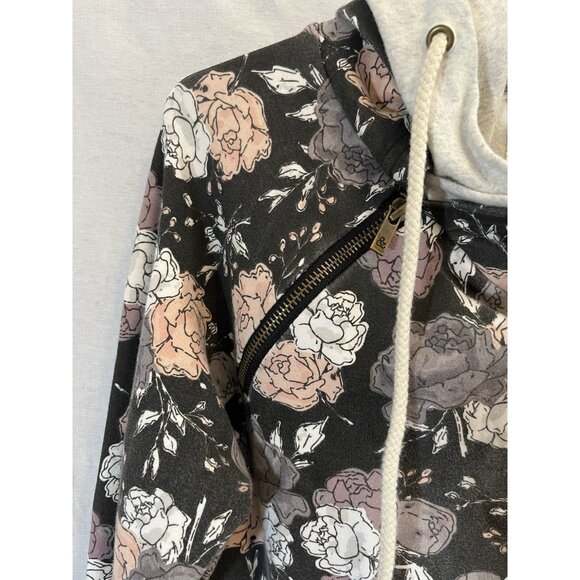 Ampersand Avenue Women's Floral Medium Hooded Sweatshirt With Pockets - Picture 4 of 8